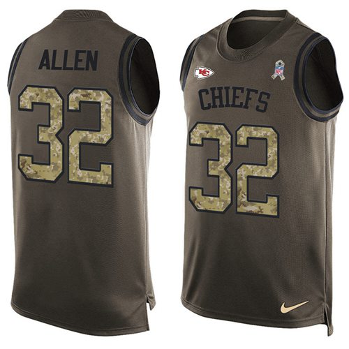 Nike Chiefs #32 Marcus Allen Green Men's Stitched NFL Limited Salute To Service Tank Top Jersey - Click Image to Close
